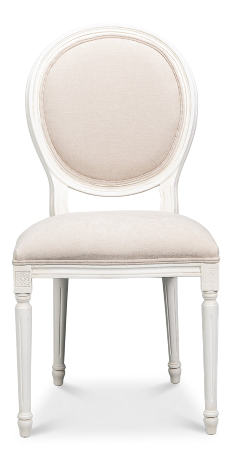 Hugo Oval Side Chair,Cortina White by Sarreid Ltd - view 2