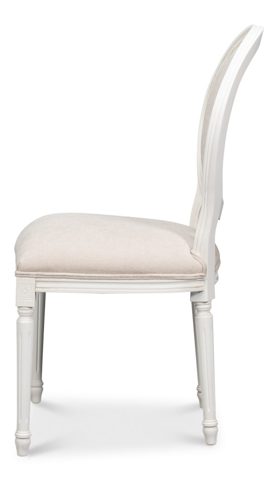 Hugo Oval Side Chair,Cortina White by Sarreid Ltd - view 3