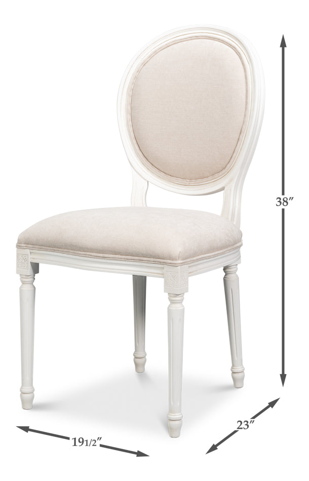Hugo Oval Side Chair,Cortina White by Sarreid Ltd - view 7