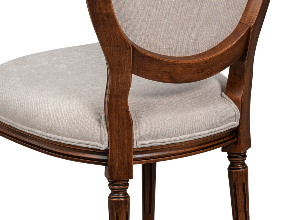 Hugo Oval Side Chair,Noce Anticato,Cream by Sarreid Ltd - view 8