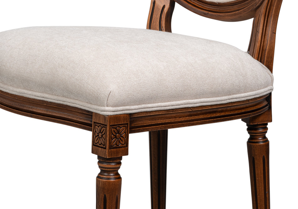 Hugo Oval Side Chair,Noce Anticato,Cream by Sarreid Ltd - view 9