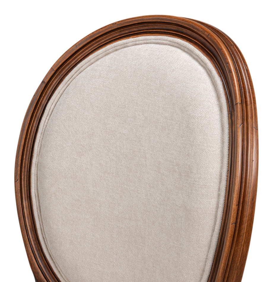 Hugo Oval Side Chair,Noce Anticato,Cream by Sarreid Ltd - view 10