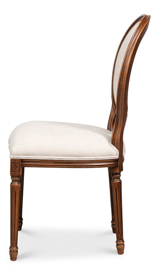 Hugo Oval Side Chair,Noce Anticato,Cream by Sarreid Ltd - view 3