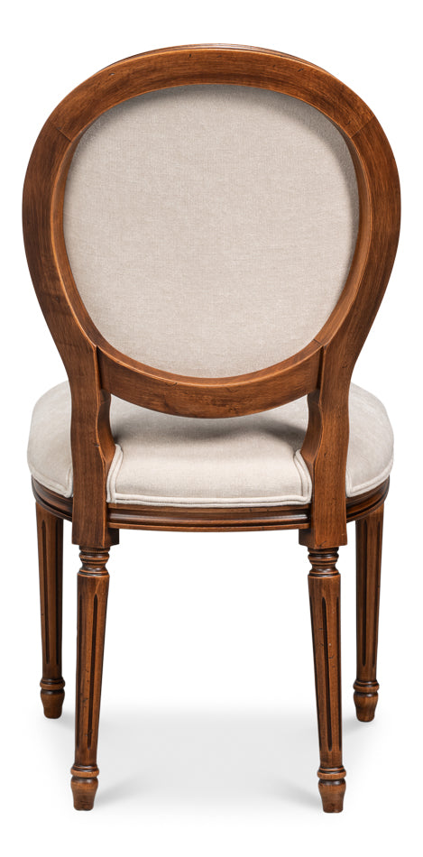Hugo Oval Side Chair,Noce Anticato,Cream by Sarreid Ltd - view 4