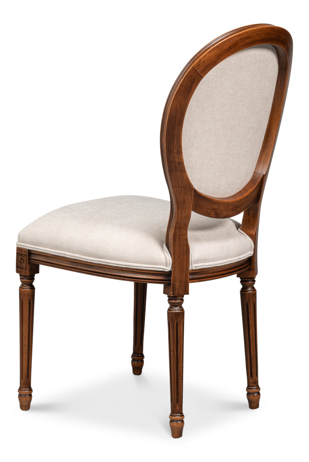 Hugo Oval Side Chair,Noce Anticato,Cream by Sarreid Ltd - view 5