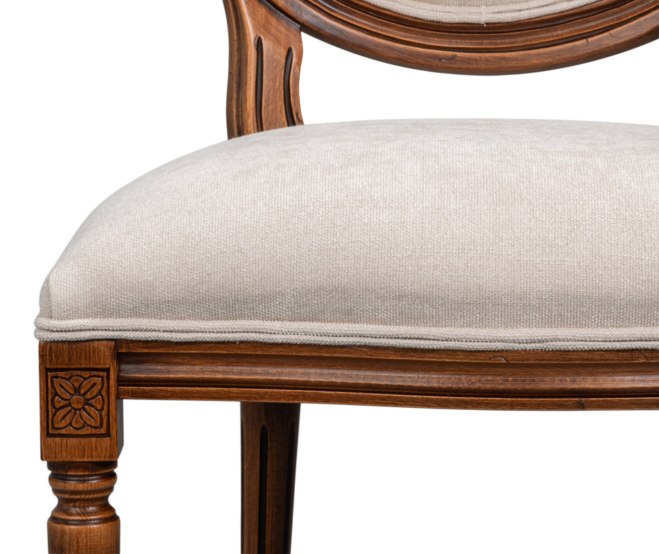 Hugo Oval Side Chair,Noce Anticato,Cream by Sarreid Ltd - view 6