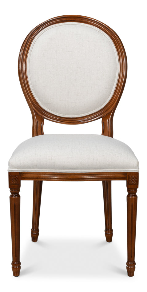 Hugo Oval Side Chair, Old World Walnut by Sarreid Ltd - view 2