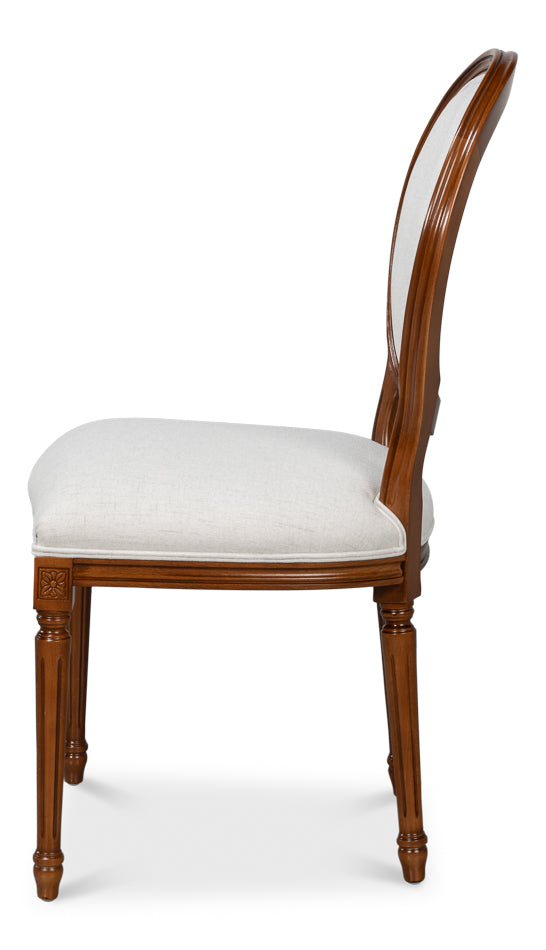 Hugo Oval Side Chair, Old World Walnut by Sarreid Ltd - view 3