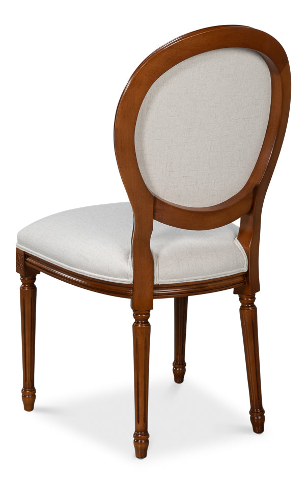 Hugo Oval Side Chair, Old World Walnut by Sarreid Ltd - view 5