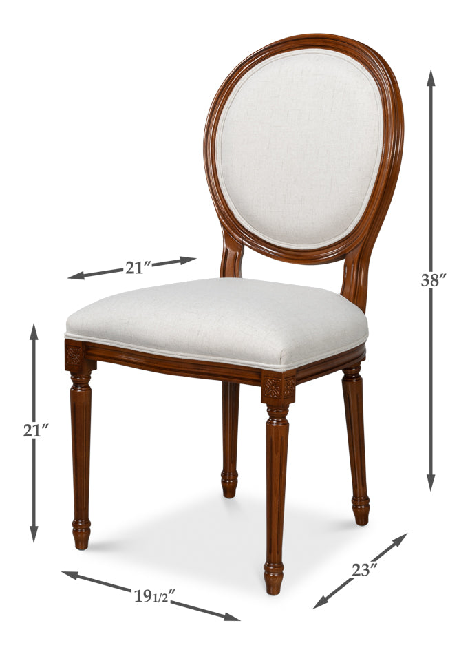 Hugo Oval Side Chair, Old World Walnut by Sarreid Ltd - view 7