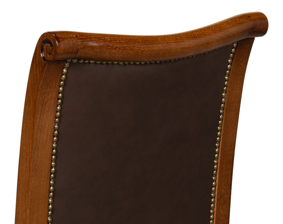 Camile Leather Side Chair, Brown by Sarreid Ltd - view 8