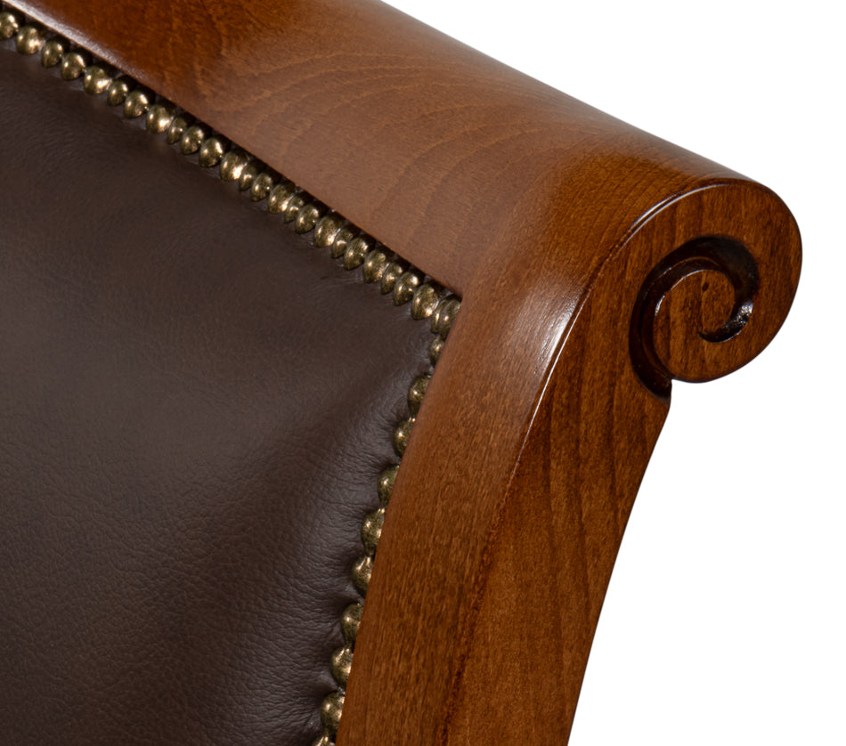 Camile Leather Side Chair, Brown by Sarreid Ltd - view 11