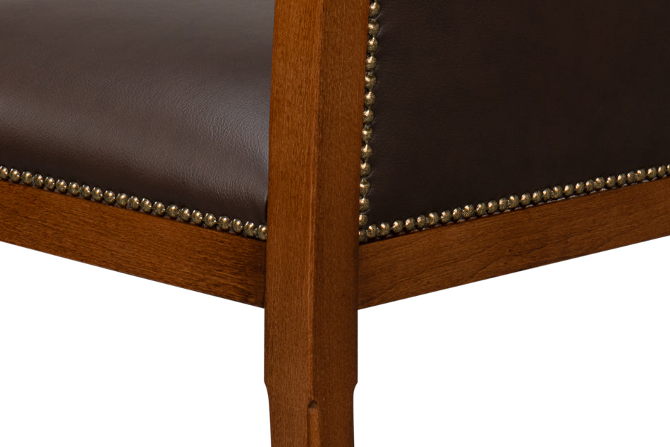 Camile Leather Side Chair, Brown by Sarreid Ltd - view 12