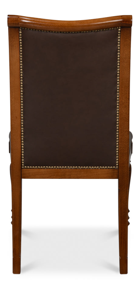 Camile Leather Side Chair, Brown by Sarreid Ltd - view 4