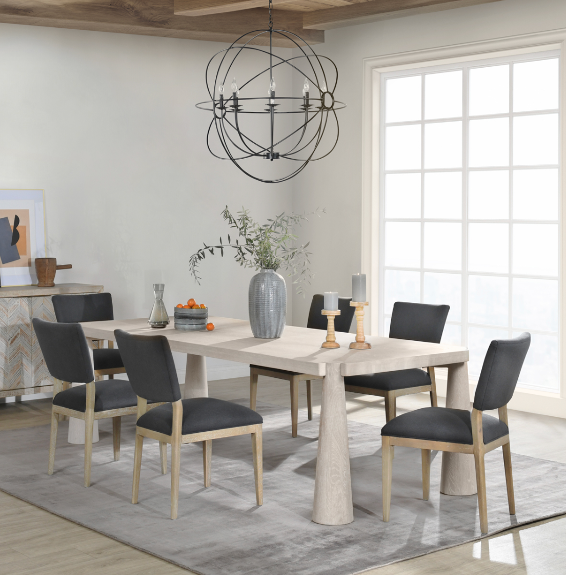 Austin Oak Wood Dining Table 102" in Milk White