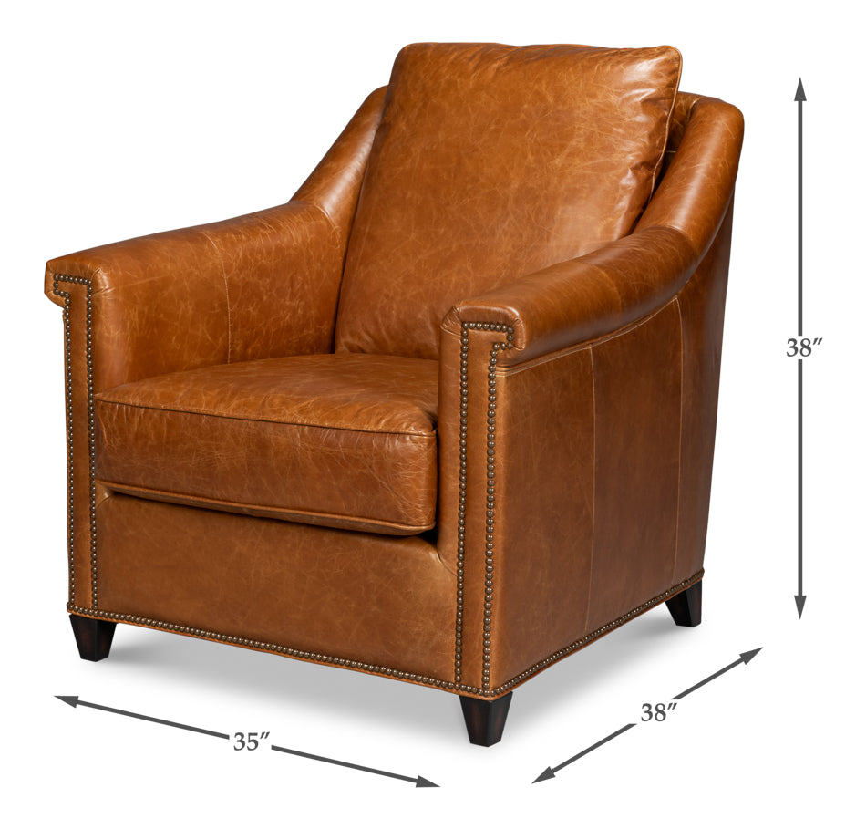 Vandike Arm Chair, Cuba Brown by Sarreid Ltd - view 7