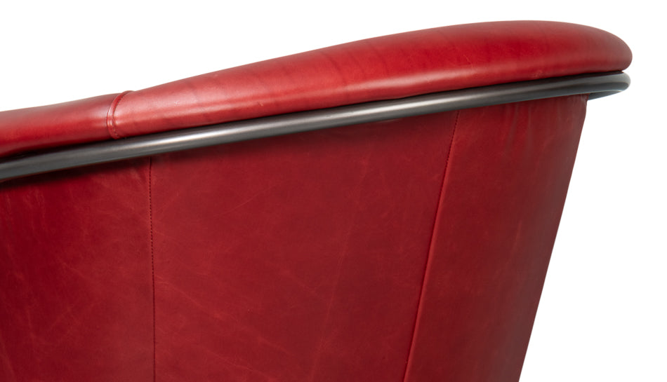 Nagel Distilled Leather Chair,New Rouge by Sarreid Ltd - view 8