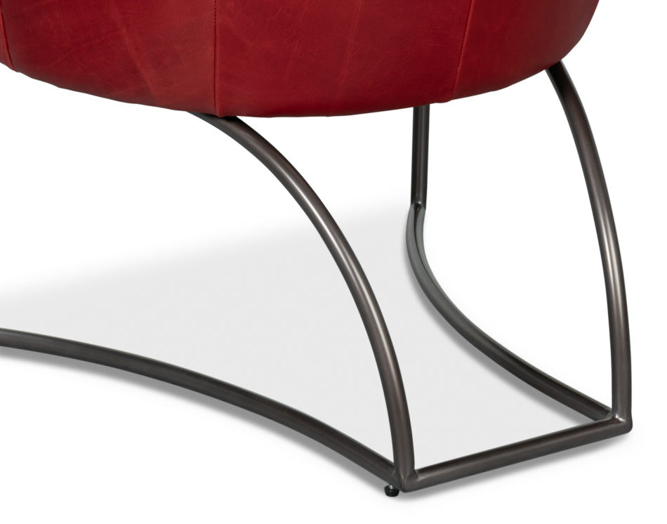 Nagel Distilled Leather Chair,New Rouge by Sarreid Ltd - view 9