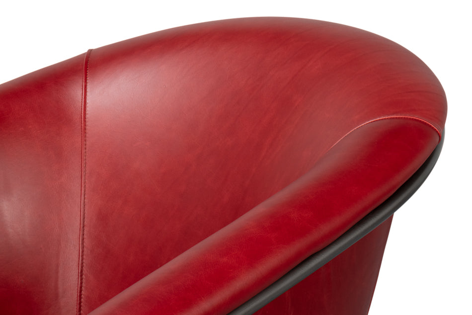 Nagel Distilled Leather Chair,New Rouge by Sarreid Ltd - view 11