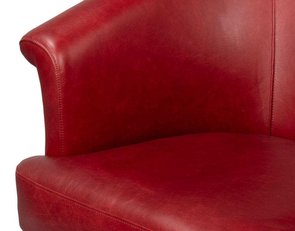 Nagel Distilled Leather Chair,New Rouge by Sarreid Ltd - view 12