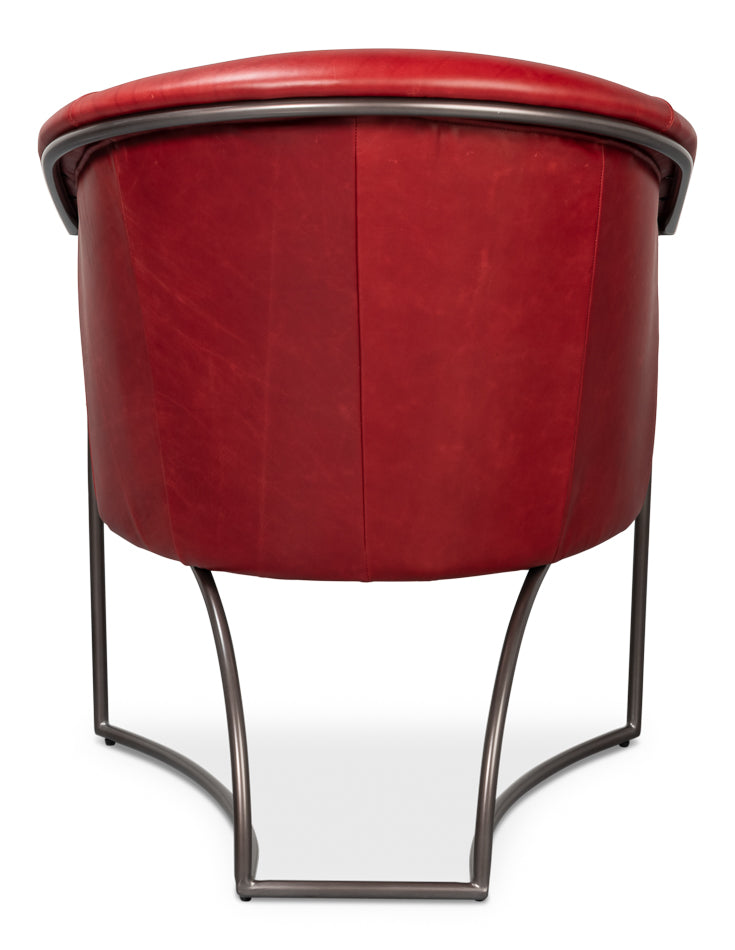 Nagel Distilled Leather Chair,New Rouge by Sarreid Ltd - view 4
