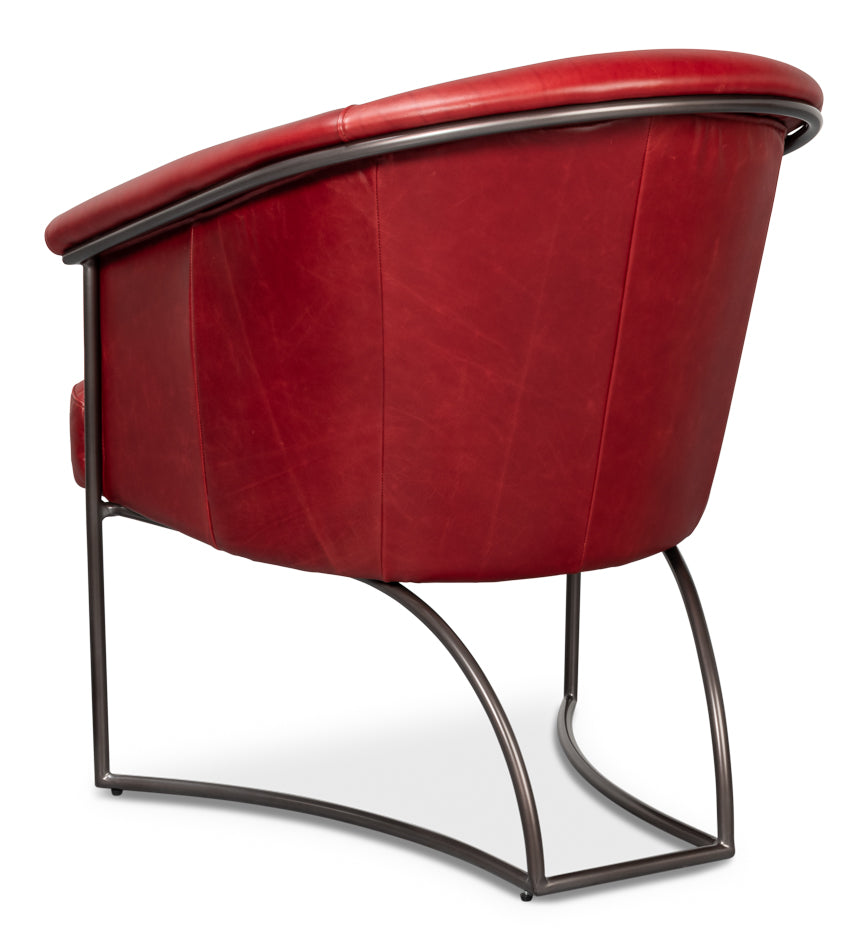 Nagel Distilled Leather Chair,New Rouge by Sarreid Ltd - view 5