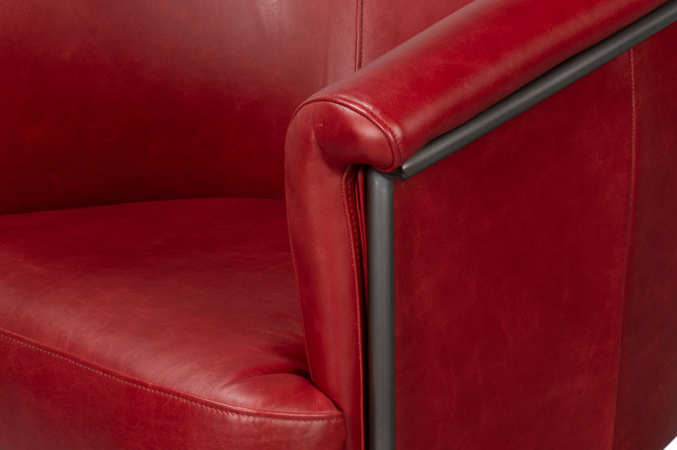 Nagel Distilled Leather Chair,New Rouge by Sarreid Ltd - view 6