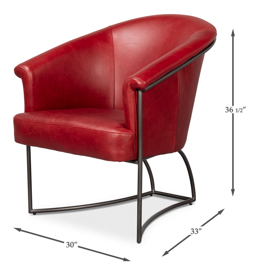 Nagel Distilled Leather Chair,New Rouge by Sarreid Ltd - view 7
