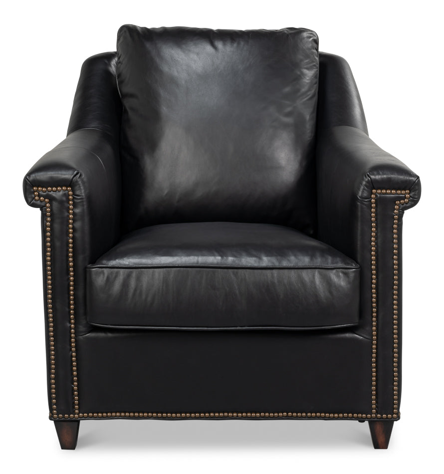 Vandike Arm Chair, Onyx Black by Sarreid Ltd - view 2
