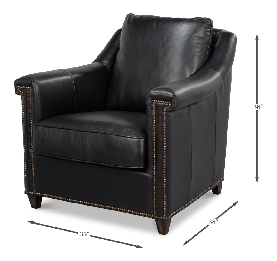 Vandike Arm Chair, Onyx Black by Sarreid Ltd - view 7
