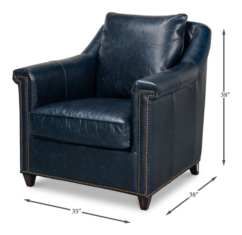 Vandike Arm Chair, Chateau Blue by Sarreid Ltd - view 7