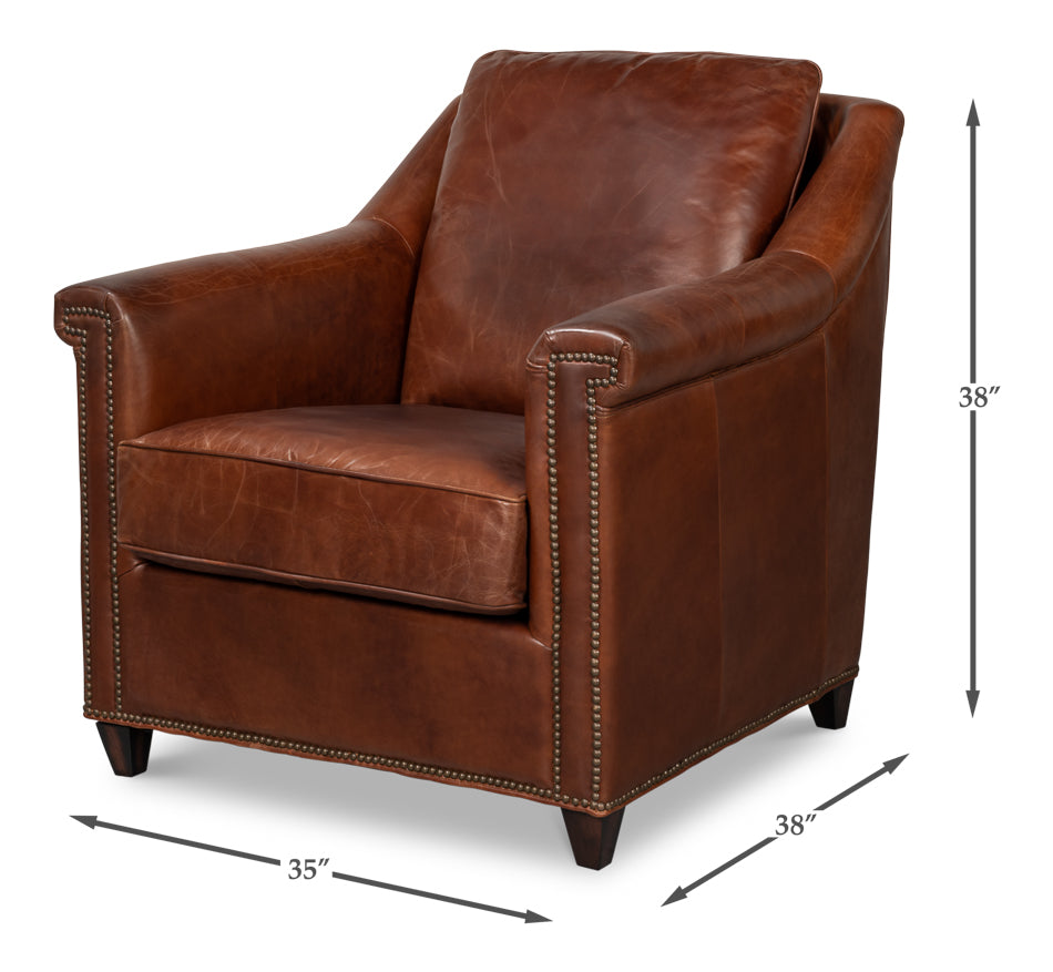 Vandike Arm Chair, Newark Brown by Sarreid Ltd - view 7