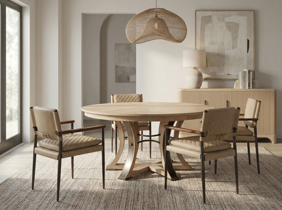 Tower Jupe Dining Table,Med,Bleached Oak by Sarreid Ltd - view 11