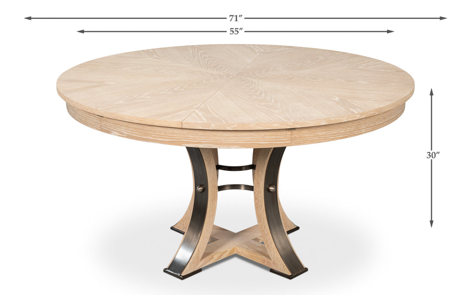 Tower Jupe Dining Table,Med,Bleached Oak by Sarreid Ltd - view 7