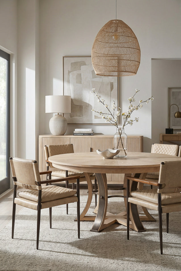Tower Jupe Dining Table,Lrg,Bleached Oak by Sarreid Ltd - view 11