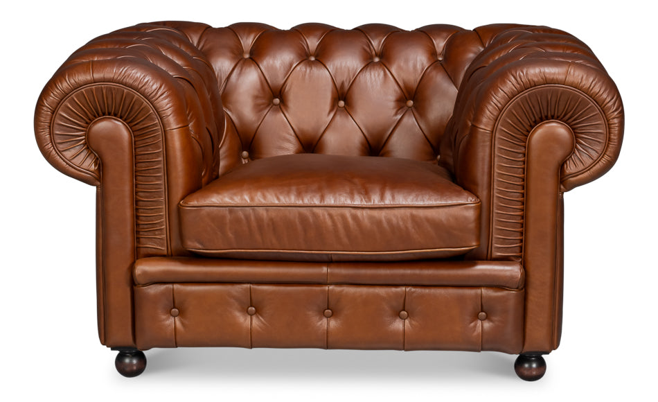 Savile Leather Chair,Dark Brown by Sarreid Ltd - view 2
