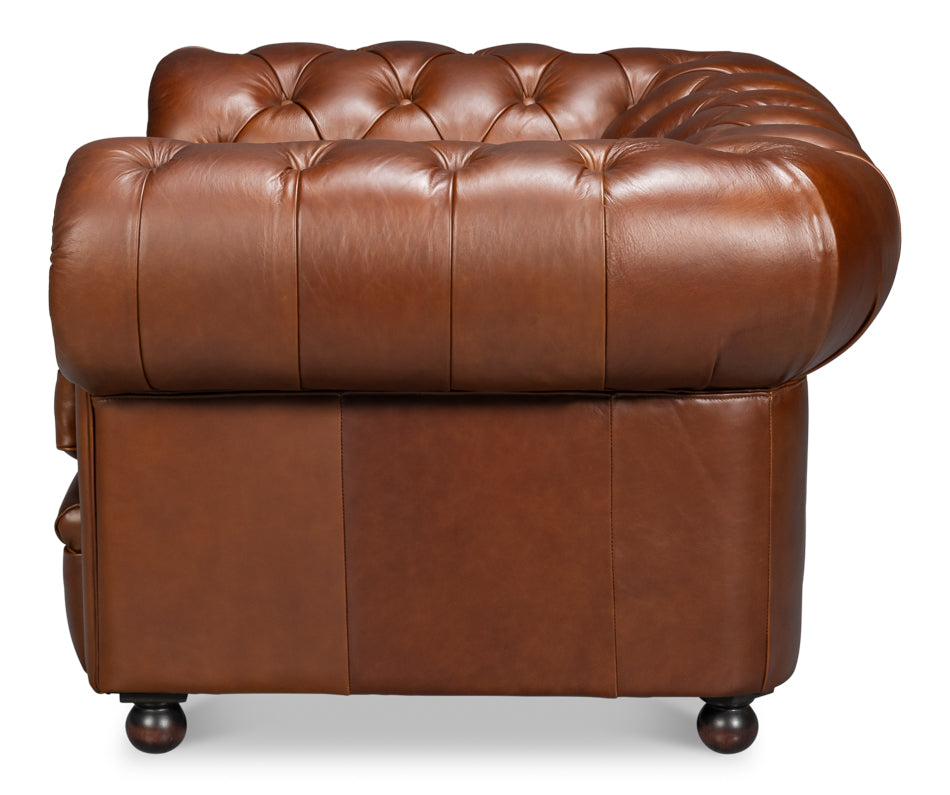 Savile Leather Chair,Dark Brown by Sarreid Ltd - view 3