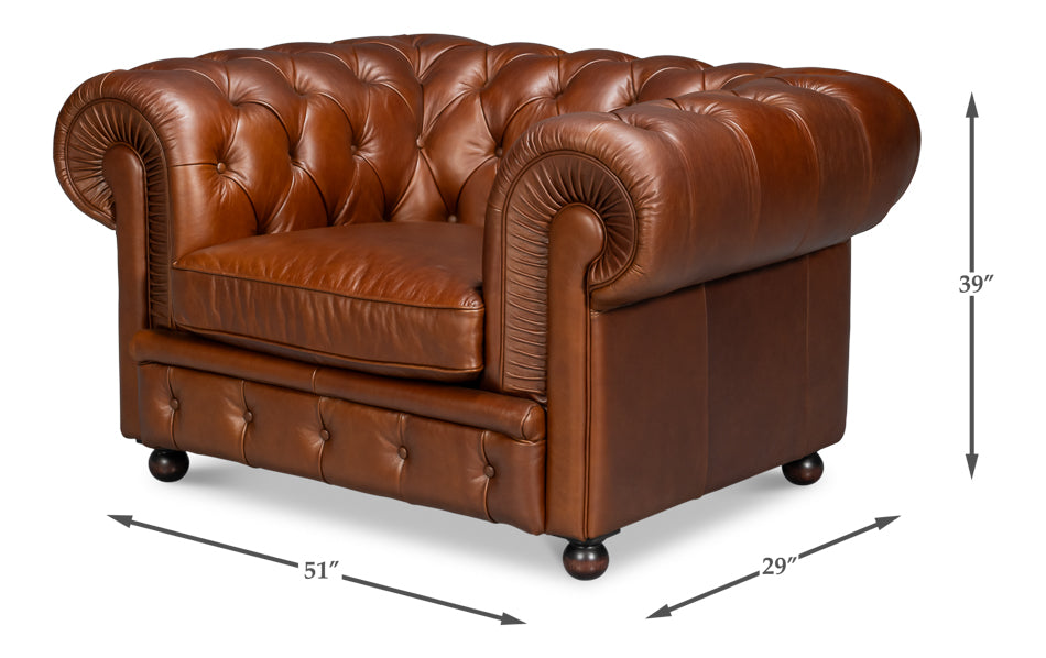 Savile Leather Chair,Dark Brown by Sarreid Ltd - view 7