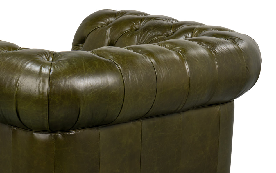 Savile Leather Chair,Green by Sarreid Ltd - view 8