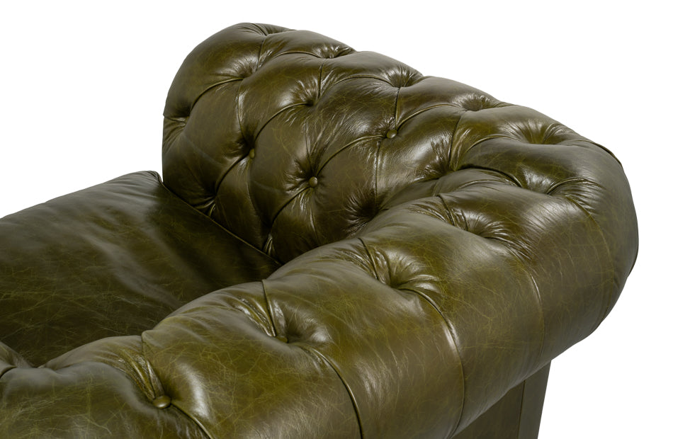 Savile Leather Chair,Green by Sarreid Ltd - view 9