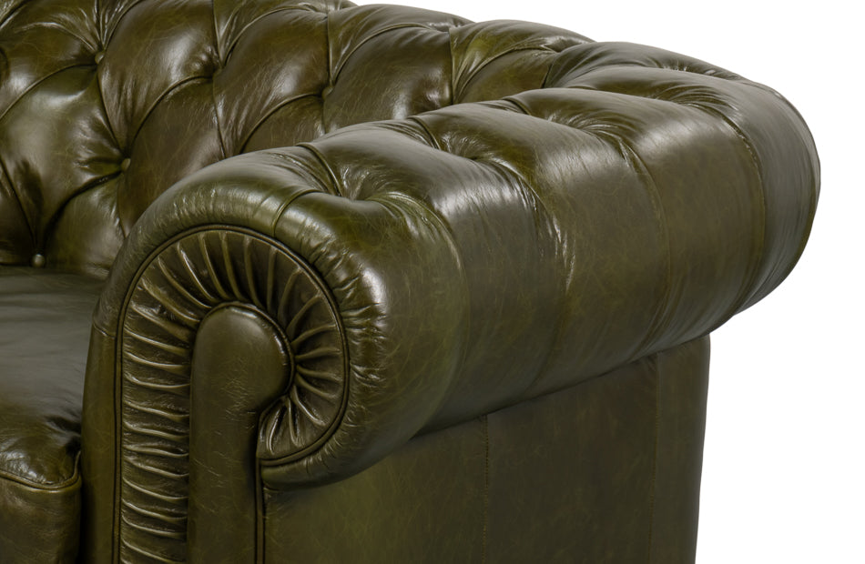Savile Leather Chair,Green by Sarreid Ltd - view 10