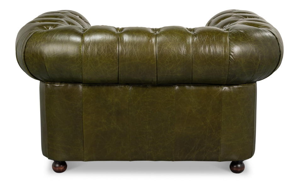 Savile Leather Chair,Green by Sarreid Ltd - view 4