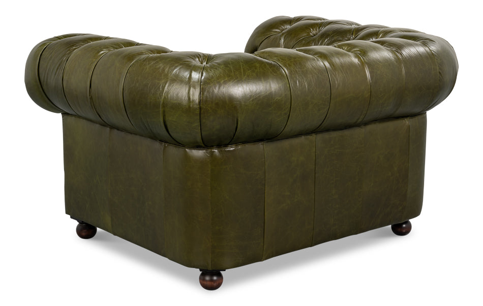 Savile Leather Chair,Green by Sarreid Ltd - view 5