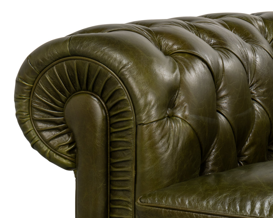 Savile Leather Chair,Green by Sarreid Ltd - view 6