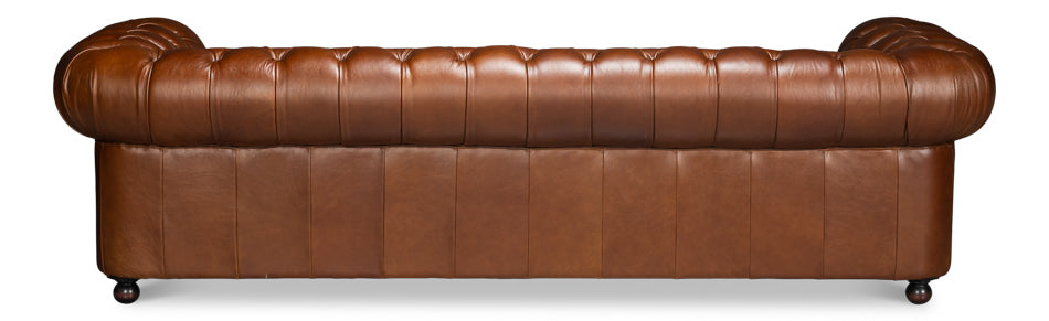 Savile Leather Sofa, Marseile Dark Brown by Sarreid Ltd - view 8