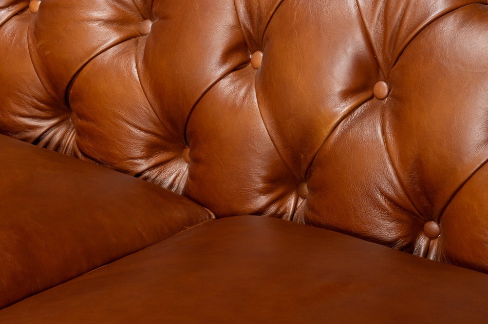 Savile Leather Sofa, Marseile Dark Brown by Sarreid Ltd - view 9