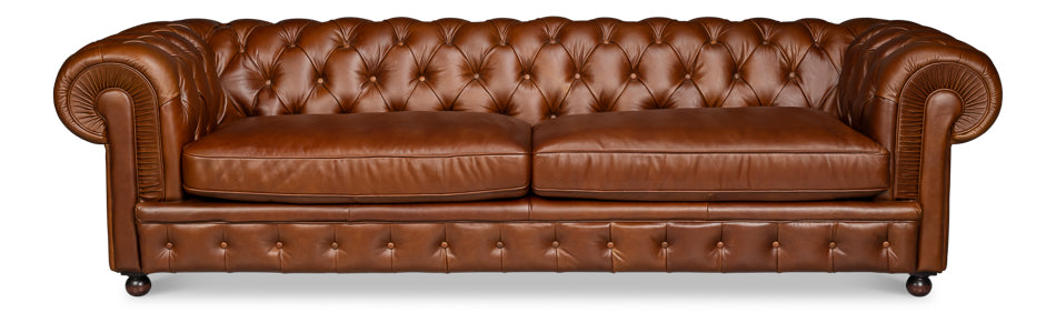 Savile Leather Sofa, Marseile Dark Brown by Sarreid Ltd - view 2