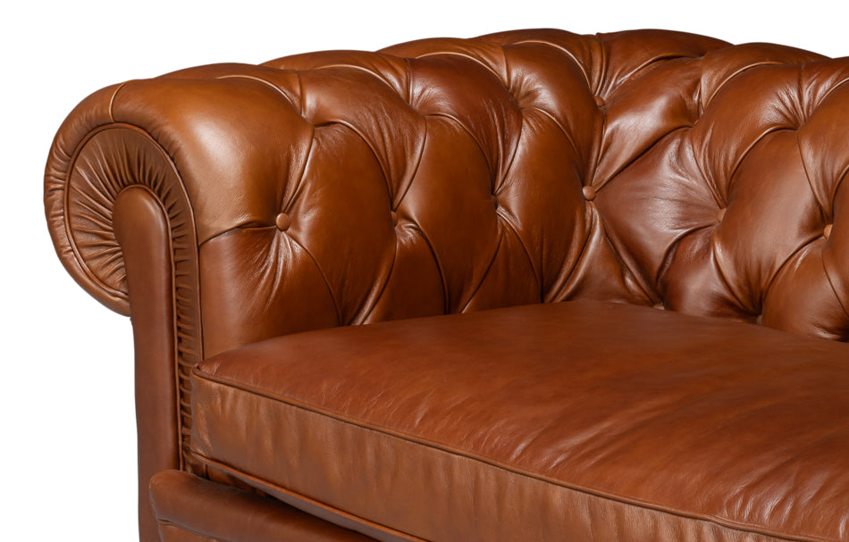Savile Leather Sofa, Marseile Dark Brown by Sarreid Ltd - view 4