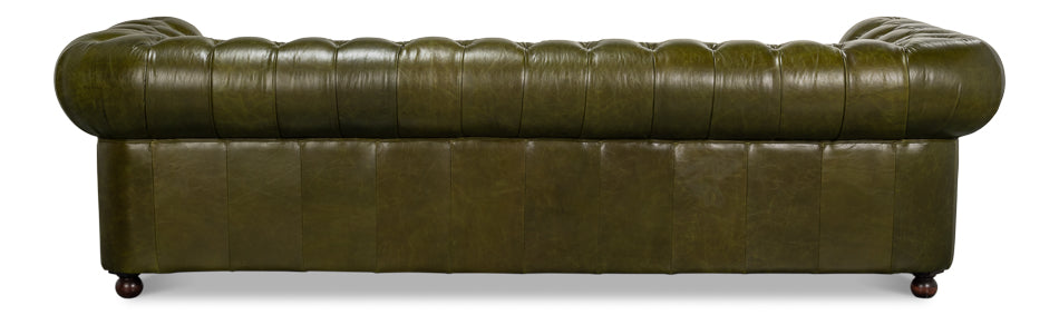 Savile Leather Sofa, Green by Sarreid Ltd - view 8