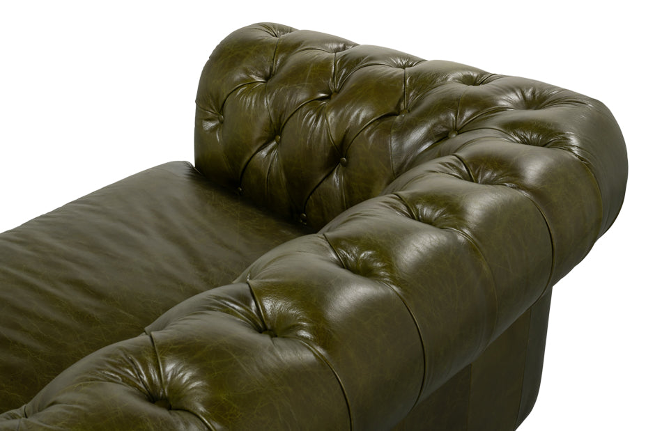 Savile Leather Sofa, Green by Sarreid Ltd - view 9